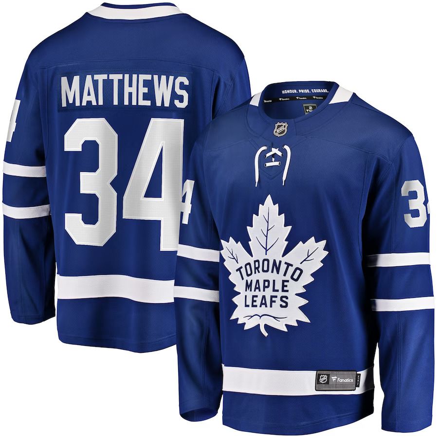 Men Toronto Maple Leafs #34 Auston Matthews Fanatics Branded Blue Home Breakaway NHL Jersey